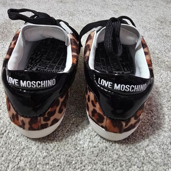NWOT Love Moschino RARE glittery heart animal print sneakers - Picture 10 of 11